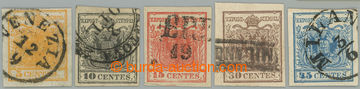 250619 - 1850 Ferch.1-5, Coat of arms 5cts-45cts, various papers, col