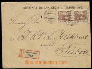 25064 - 1920 commercial heavier Reg letter franked with. 2 multiple 