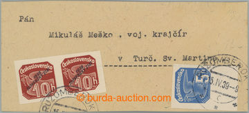 250666 - 1939 whole newspaper wrapper with mixed franking Czechosl. p