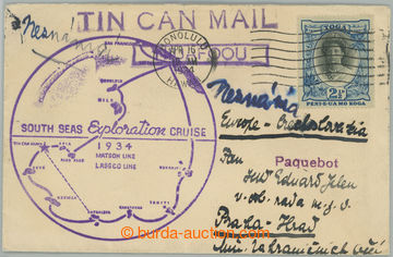 250709 - 1934 TIN CAN MAIL / letter addressed to Prague (!), TIN CAN 