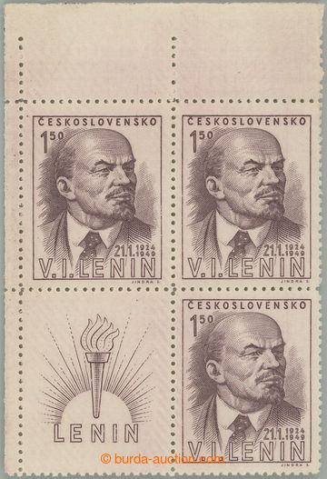 250772 - 1949 Pof.498 ST, Lenin 1,50Kčs, levý horní rohový 4-blok