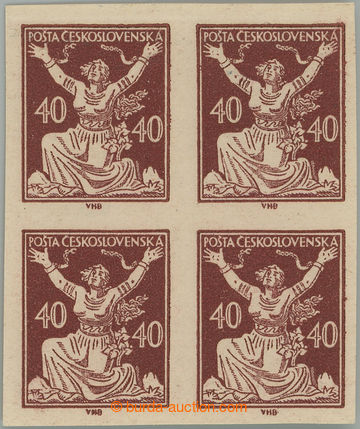 250857 -  Pof.154N, 40h brown, block of four, imperforated, type II +