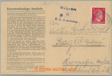 250956 - 1943 C.C. AUSCHWITZ / off. preprinted folded letter, with A.