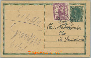 250984 - 1919 JUDAICA / Austrian PC Charles 8h uprated with stamp Hra