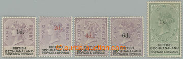 251016 - 1888 SG.22-28, provizorní přetiskové Viktorie 1P/1P - 1Sh