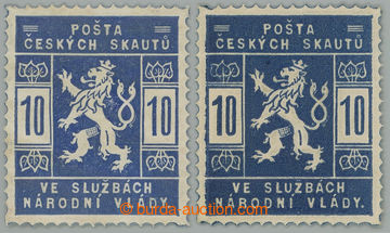 251028 - 1918 Pof.SK1a + SK1, 10h světle modrá, bez nálepky, vynec
