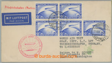 251091 - 1929 WELTRUNDFAHRT 1929 / Sie.30Bc, dopis vyfr. PĚTIBLOKEM 