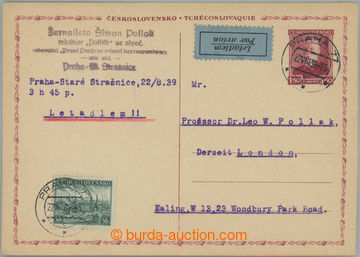 251162 - 1939 CDV51, souběžná čs. dopisnice pro cizinu TGM 1,50K