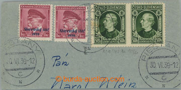 251268 - 1939 Sy.NZ23A, výstřižek vyfr. mj. vodorovnou 2-páskou z