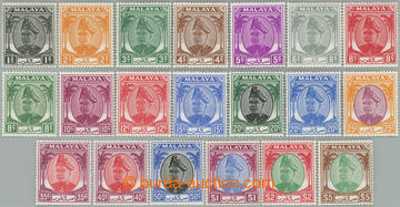 251292 - 1949-1952 SG.90-110, Sultán Hisamuddin 1C - $5, dlouhá sv