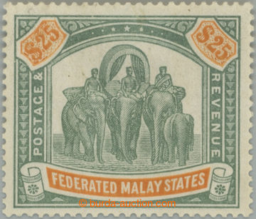 251356 - 1928 SG.82, Sloni $25 zelená / oranžová; bezvadně centro