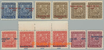 251413 - 1939 POSUNY PŘETISKŮ / comp. of 12 stamp. Coat of arms 5h 