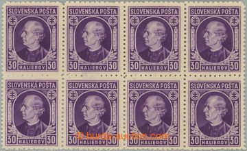 251428 - 1939 Sy.28C, Hlinka 30h fialová, 8-blok s ŘZ 12½ : 10½; 