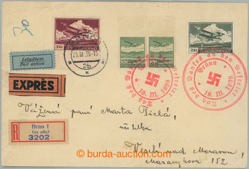 251465 - 1939 Reg, express and airmail letter sent from Brno to Vesel