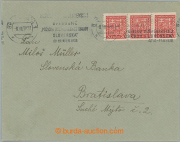 251701 - 1939 dopis vyfr. vodorovnou 3-páskou souběžných čs. zn.