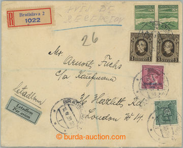 251704 - 1939 R+Let-dopis zaslaný do Londýna, vyfr. 2x souběžným