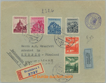 251709 - 1941 Reg and airmail letter sent via USSR to Finland, with c