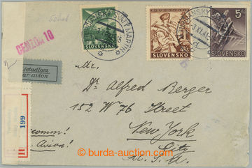 251711 - 1941 Reg and airmail letter to USA, with Dřevorubec 4Ks and