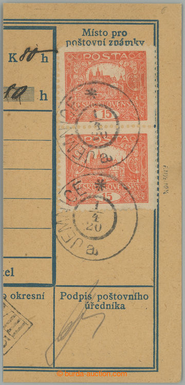 251784 -  smaller part dispatch-note franked vertical pair stamps 15h