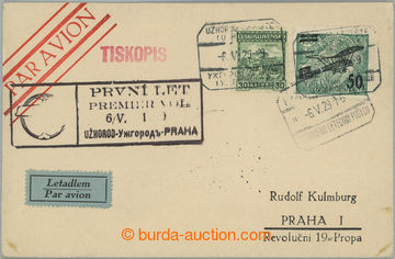 251794 - 1929 first flight UZHHOROD - PRAGUE / air-mail card to Pragu