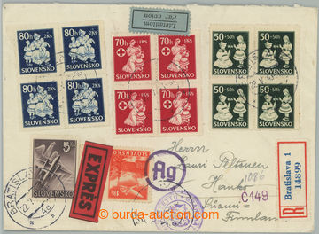 252104 - 1943 Ex+R+Let-dopis to Finland, with color mixed franking Ch