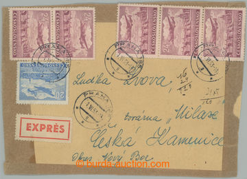 252133 - 1953 1. DAY / cut square from small parcel sent Express to 