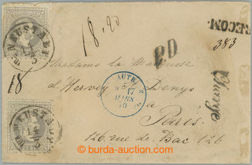 252224 - 1867 Reg letter to France with multiple tricolor franking 25