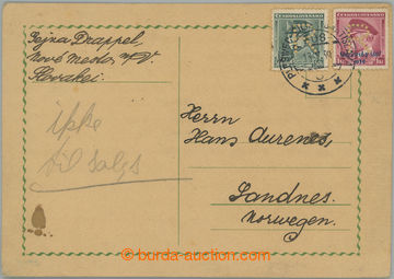 252302 - 1939 Mng.R2, PC addressed to to Norway with mixed franking C