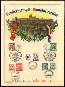 25237 - 1941 Pamětní list Pražský hrad + zn. s razítky.