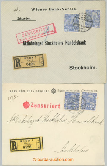 252470 - 1916 Perfins of banks W.B.V. and L.B. on stamps Franz Joseph