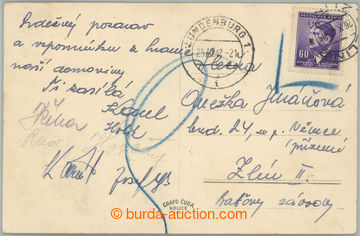 252551 - 1942 NEUZNANÁ FRANKATURA / pohlednice zaslaná z již něme