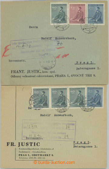 252579 - 1942 R-DOPIS FROM LETTERBOX / 2 commercial letters franked w