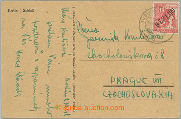 252612 - 1948 postcard to Czechoslovakia, franked with overprint stam