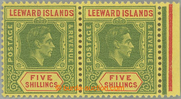 252690 - 1943 SG.112b+bb, George VI. 5Sh, right marginal horizontal p