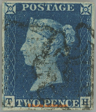 252761 - 1840 SG.5, TWO PENCE BLUE modrá, písmena T-H; pěkná zná