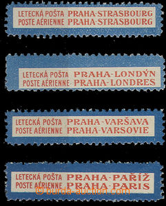25283 - 1920 LETECKÉ NÁLEPKY  Praha - Strasbourg, Londýn, Varšav