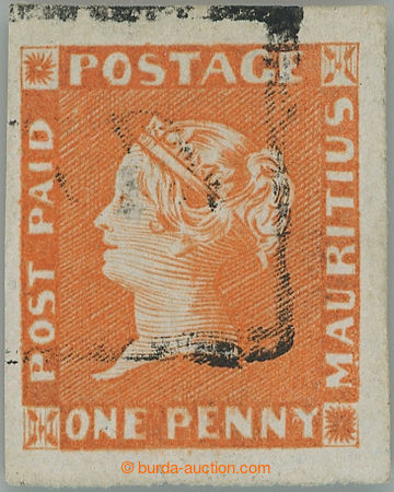 252838 - 1853-1855 SG.7, ČERVENÝ MAURITIUS POST PAID 1P orange verm