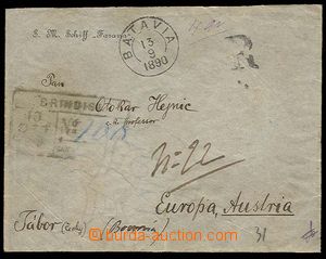 25311 - 1890 SM Ship FASANA  heading (!) envelope sent as Reg unpaid