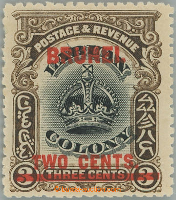 253110 - 1906 SG.12c, Coat of arms Labuan 3C with overprint BRUNEI TW