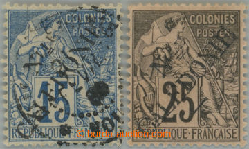 253149 - 1892 Yv.26+29, Allegory 15c blue (upotřebená) + 25c black 