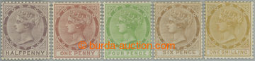 253206 - 1880 SG.8-12, Victoria ½P-1Sh (De La Rue); very fine and co