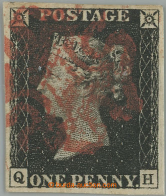 253223 - 1840 SG.2, PENNY BLACK černá, písmena Q-H, TD 5, pěkný 