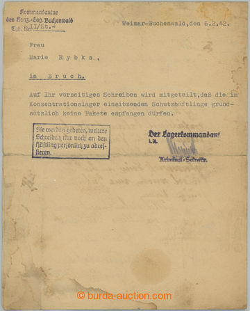 253286 - 1942 KT BUCHENWALD / dokument s žádostí o možnost zaslá