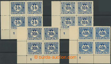 253287 - 1939 Sy.D1, 2, 4, 5Xx DČ, hodnoty 5, 10, 30 a 40h modrá (I