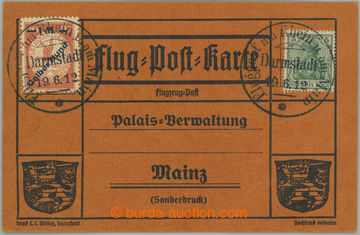 253375 - 1912 preprinted orange airmail card of post on Rhine franked