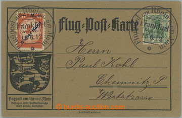 253377 - 1912 preprinted brown air-mail card franked with airmail sta