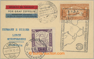 253413 - 1934 ZEPPELIN / zeppelin card to Germany, franked with i.a. 