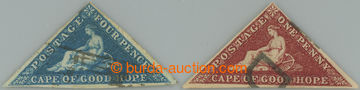 253419 - 1863-1864 SG.6a+18, Alegorie 4P blue + 1P deep carmine red; 