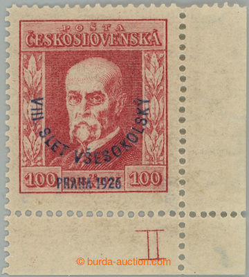 253503 - 1926 Pof.184 DČ, Slet 100h červená, pravý dolní rohový