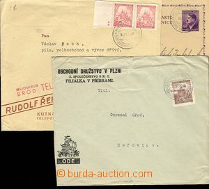 25357 - 1940 3 pcs of entires with postmarks railroad forwarding wit